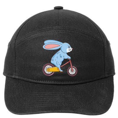 Funny Rabbit On Bicycle Mountain Biking Cycling Cyclist 7-Panel Snapback Hat