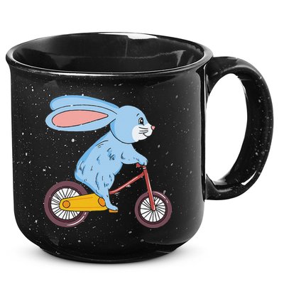 Funny Rabbit On Bicycle Mountain Biking Cycling Cyclist 15oz Campfire Ceramic Mug