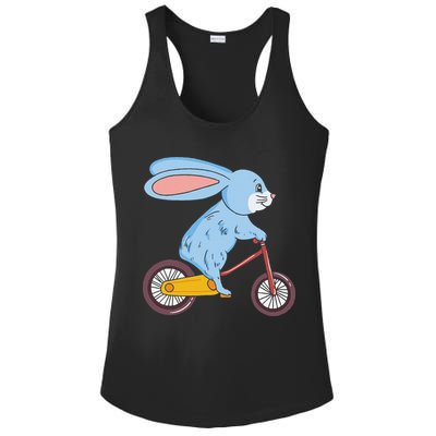 Funny Rabbit On Bicycle Mountain Biking Cycling Cyclist Ladies PosiCharge Competitor Racerback Tank