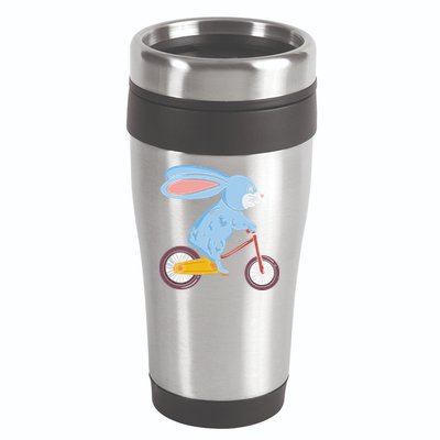 Funny Rabbit On Bicycle Mountain Biking Cycling Cyclist 16oz Travel Tumbler