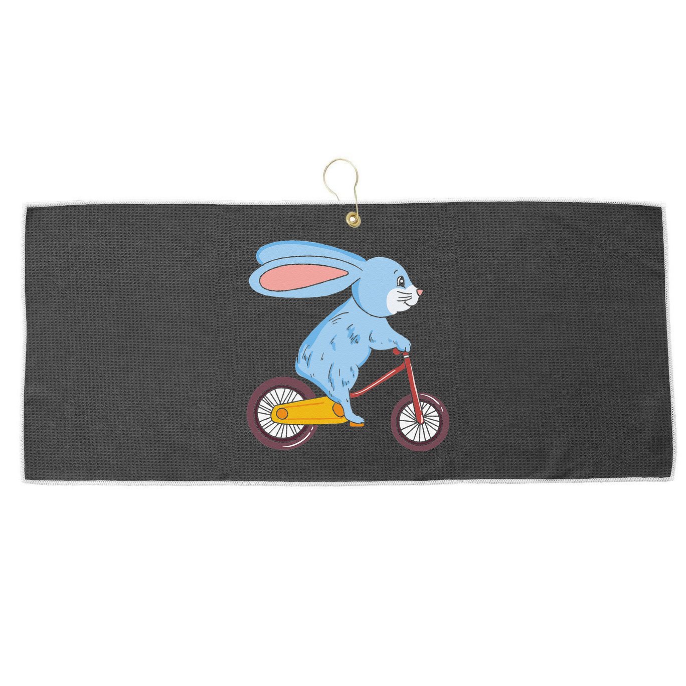 Funny Rabbit On Bicycle Mountain Biking Cycling Cyclist Large Microfiber Waffle Golf Towel