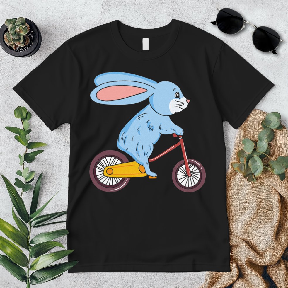 Funny Rabbit On Bicycle Mountain Biking Cycling Cyclist Premium T-Shirt
