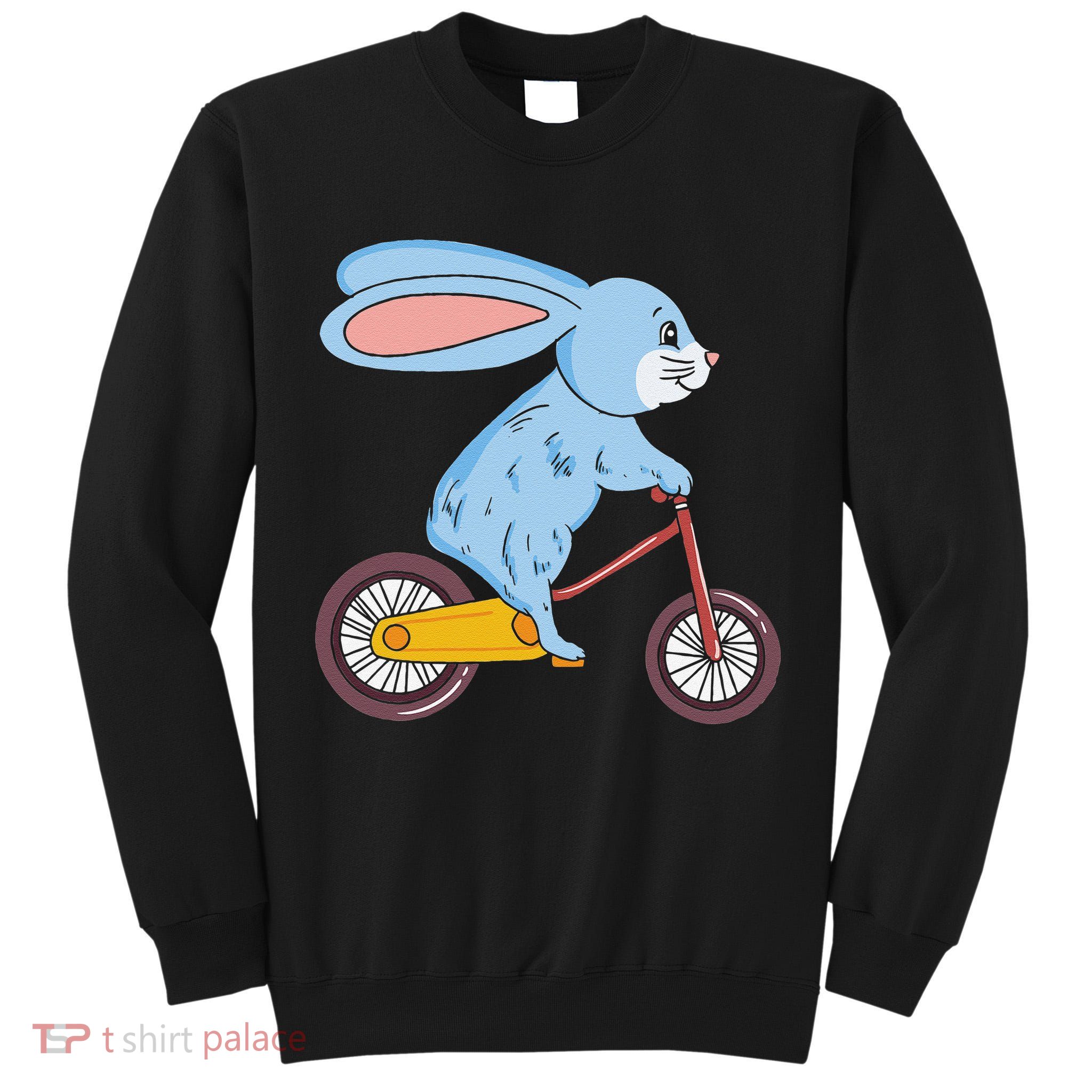 Funny Rabbit On Bicycle Mountain Biking Cycling Cyclist Tall Sweatshirt