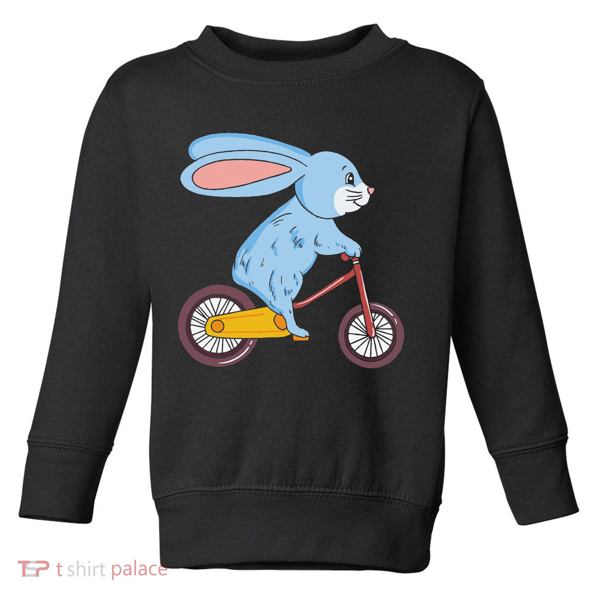 Funny Rabbit On Bicycle Mountain Biking Cycling Cyclist Toddler Sweatshirt