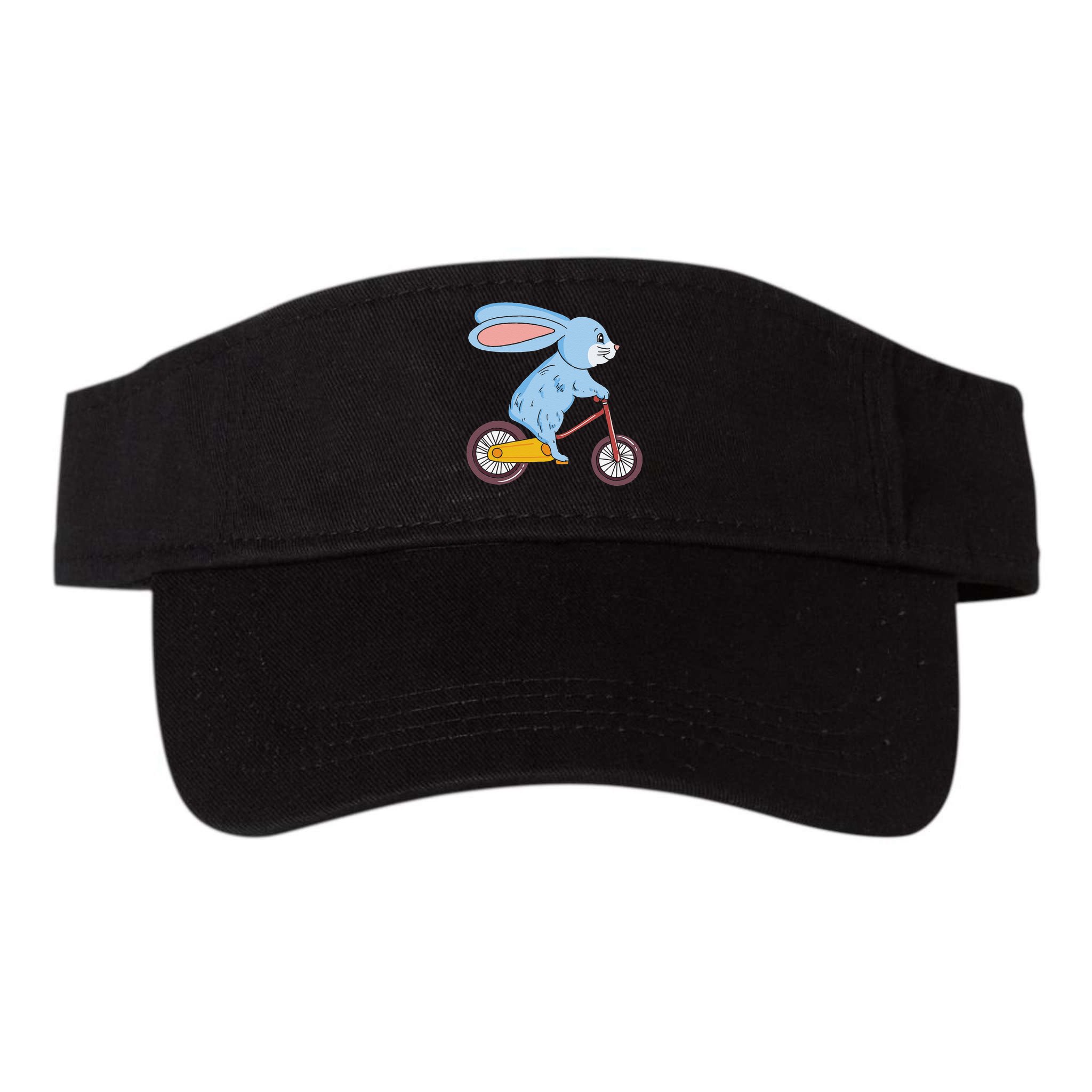 Funny Rabbit On Bicycle Mountain Biking Cycling Cyclist Visor