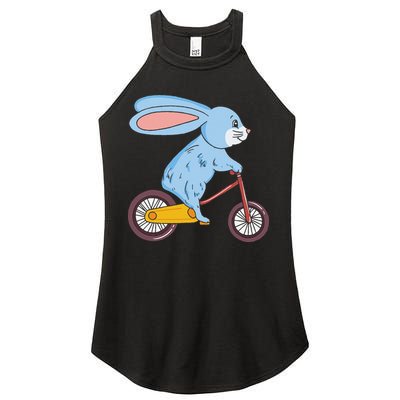 Funny Rabbit On Bicycle Mountain Biking Cycling Cyclist Women's Perfect Tri Rocker Tank