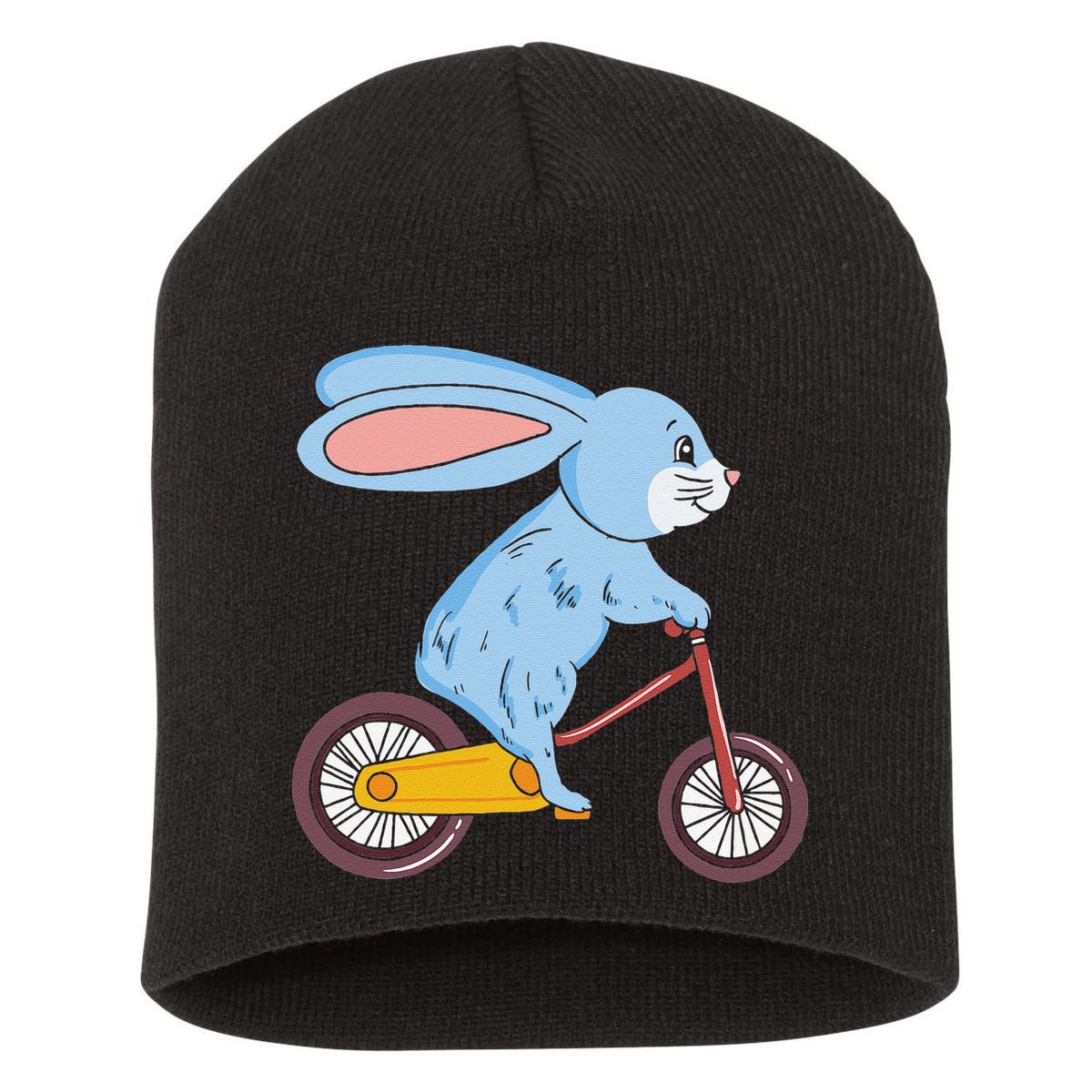 Funny Rabbit On Bicycle Mountain Biking Cycling Cyclist Short Acrylic Beanie