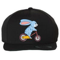 Funny Rabbit On Bicycle Mountain Biking Cycling Cyclist Wool Snapback Cap