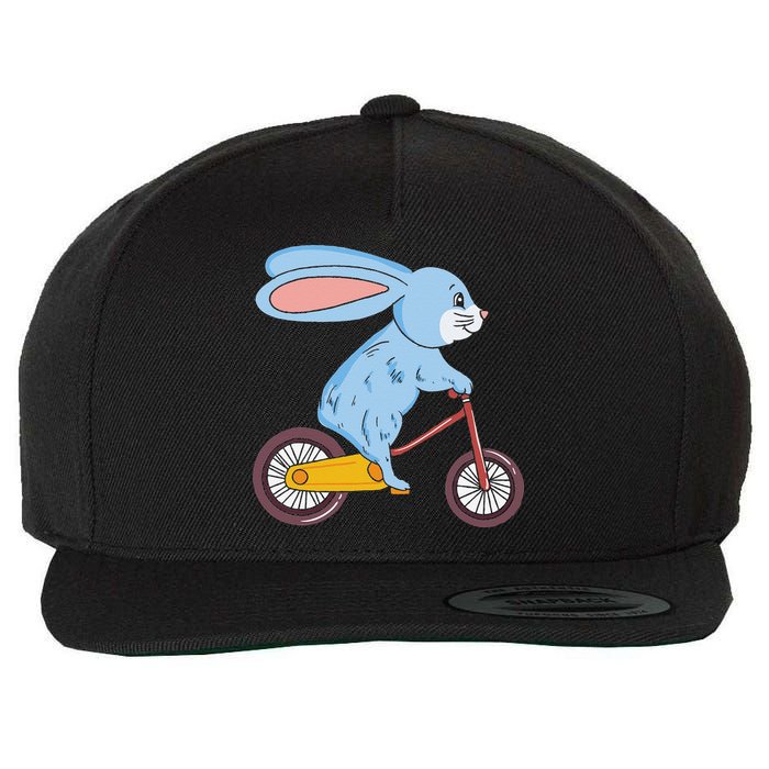 Funny Rabbit On Bicycle Mountain Biking Cycling Cyclist Wool Snapback Cap