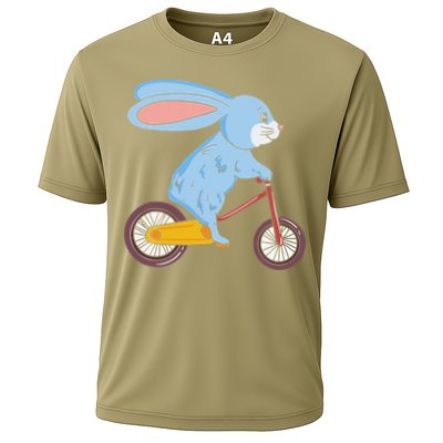 Funny Rabbit On Bicycle Mountain Biking Cycling Cyclist Performance Shirt