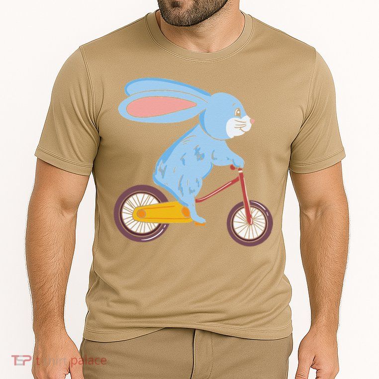 Funny Rabbit On Bicycle Mountain Biking Cycling Cyclist Performance Shirt