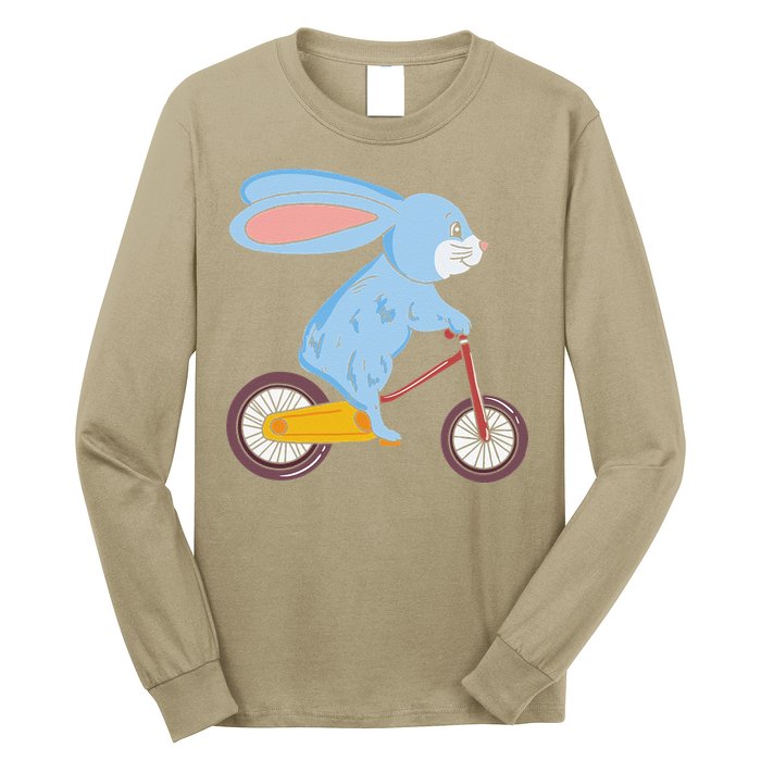 Funny Rabbit On Bicycle Mountain Biking Cycling Cyclist Long Sleeve Shirt