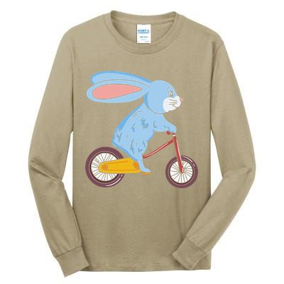 Funny Rabbit On Bicycle Mountain Biking Cycling Cyclist Tall Long Sleeve T-Shirt