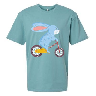 Funny Rabbit On Bicycle Mountain Biking Cycling Cyclist Sueded Cloud Jersey T-Shirt