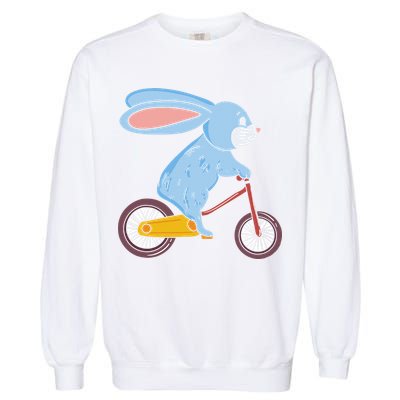 Funny Rabbit On Bicycle Mountain Biking Cycling Cyclist Garment-Dyed Sweatshirt