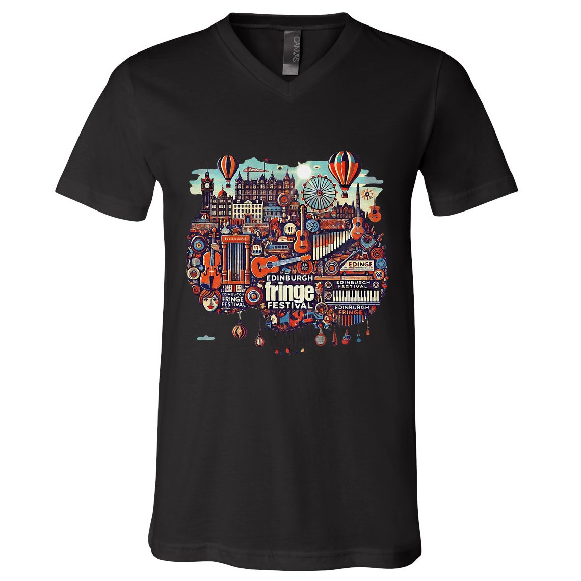 Funny Rhythm Of Celebration Edinburgh Fringe Festival V-Neck T-Shirt