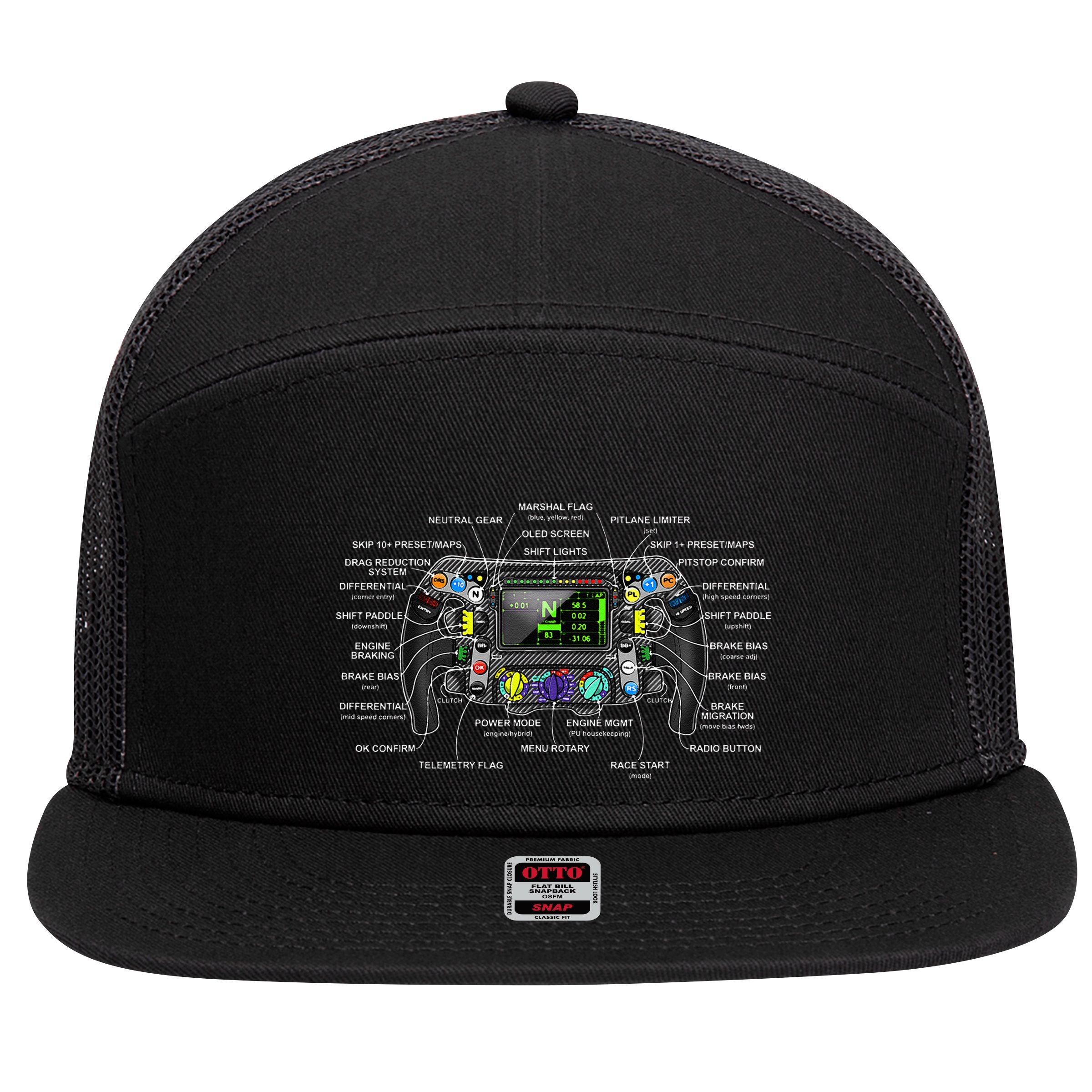 Formula Racing Open Wheel Car Fan Sring Wheel Explained 7 Panel Mesh Trucker Snapback Hat