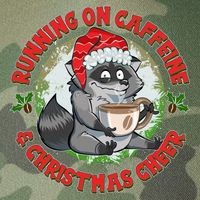 Funny Running On Caffeine And Christmas Cheer Coffee Raccoon Legacy Tie Dye Trucker Hat
