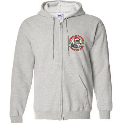 Funny Running On Caffeine And Christmas Cheer Coffee Raccoon Full Zip Hoodie