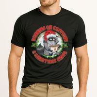 Funny Running On Caffeine And Christmas Cheer Coffee Raccoon Performance Shirt