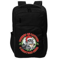 Funny Running On Caffeine And Christmas Cheer Coffee Raccoon Impact Tech Backpack