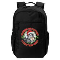 Funny Running On Caffeine And Christmas Cheer Coffee Raccoon Backpack