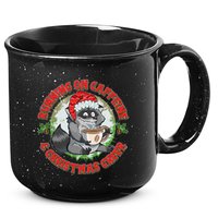 Funny Running On Caffeine And Christmas Cheer Coffee Raccoon 15oz Campfire Ceramic Mug