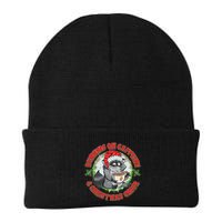 Funny Running On Caffeine And Christmas Cheer Coffee Raccoon Beanie