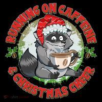 Funny Running On Caffeine And Christmas Cheer Coffee Raccoon Cooling Performance Long Sleeve Crew