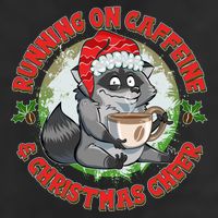 Funny Running On Caffeine And Christmas Cheer Coffee Raccoon Golf Towel