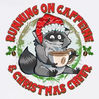 Funny Running On Caffeine And Christmas Cheer Coffee Raccoon Garment-Dyed Sweatshirt