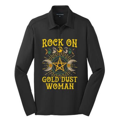 Funny Rock On Gold Dust Woman Gift For Birthday Silk Touch Performance Long Sleeve Polo