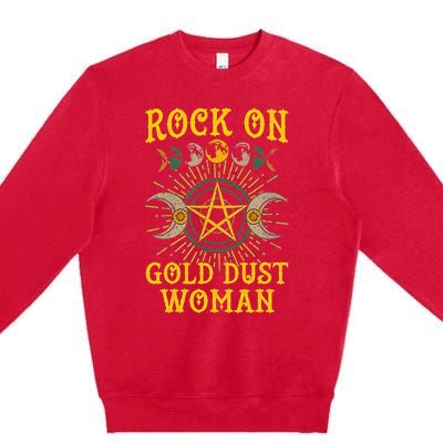 Funny Rock On Gold Dust Woman Gift For Birthday Premium Crewneck Sweatshirt