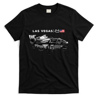 Formula Racing Open Wheel Car Las Vegas Circuit Usa Flag T-Shirt