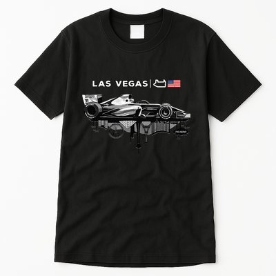 Formula Racing Open Wheel Car Las Vegas Circuit Usa Flag Tall T-Shirt