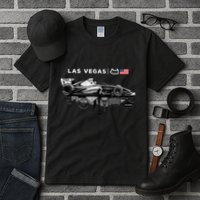 Formula Racing Open Wheel Car Las Vegas Circuit Usa Flag Tall T-Shirt