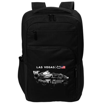 Formula Racing Open Wheel Car Las Vegas Circuit Usa Flag Impact Tech Backpack