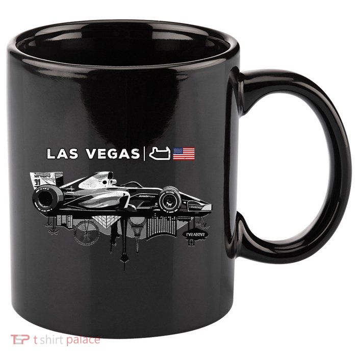 Formula Racing Open Wheel Car Las Vegas Circuit Usa Flag 11oz C Handle Ceramic Mug
