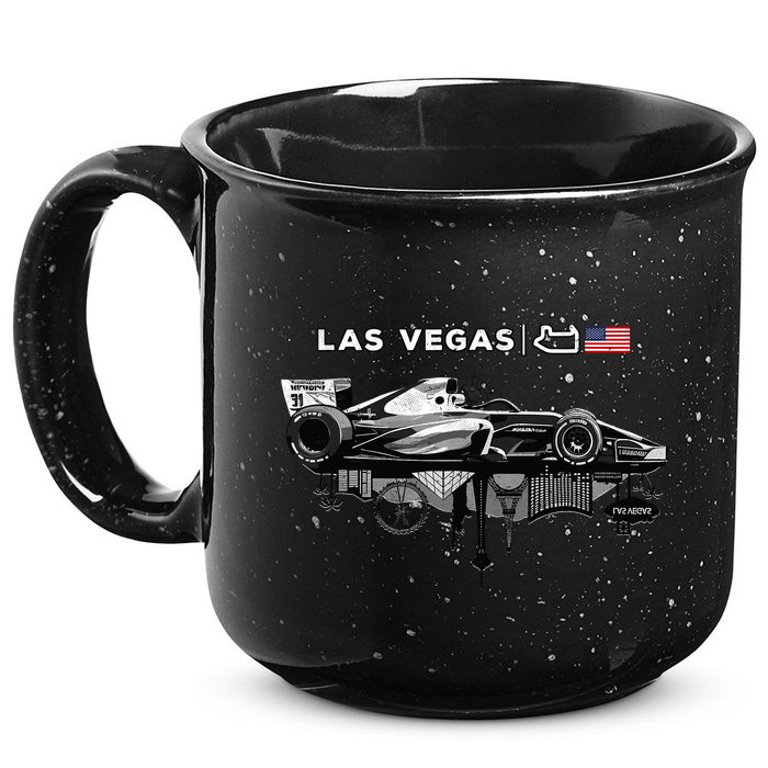 Formula Racing Open Wheel Car Las Vegas Circuit Usa Flag 15oz Campfire Ceramic Mug