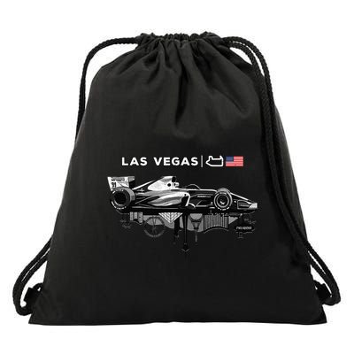 Formula Racing Open Wheel Car Las Vegas Circuit Usa Flag Drawstring Bag