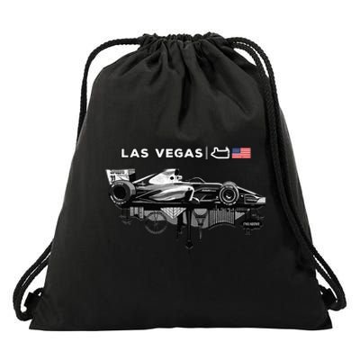 Formula Racing Open Wheel Car Las Vegas Circuit Usa Flag Drawstring Bag