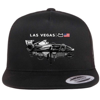 Formula Racing Open Wheel Car Las Vegas Circuit Usa Flag Flatbill Hat