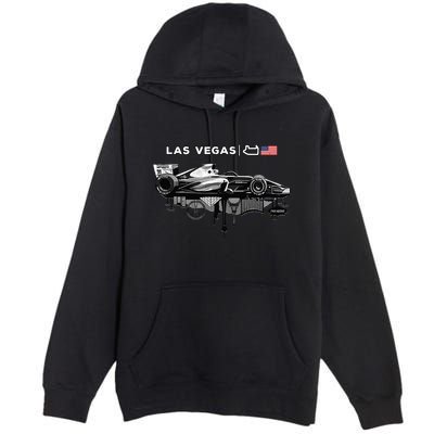 Formula Racing Open Wheel Car Las Vegas Circuit Usa Flag Premium Pullover Hoodie