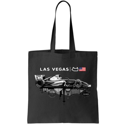 Formula Racing Open Wheel Car Las Vegas Circuit Usa Flag Tote Bag