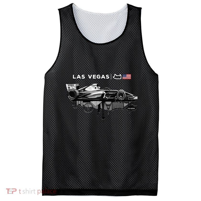 Formula Racing Open Wheel Car Las Vegas Circuit Usa Flag Mesh Reversible Basketball Jersey Tank
