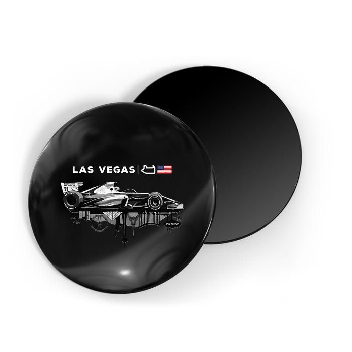 Formula Racing Open Wheel Car Las Vegas Circuit Usa Flag Magnet