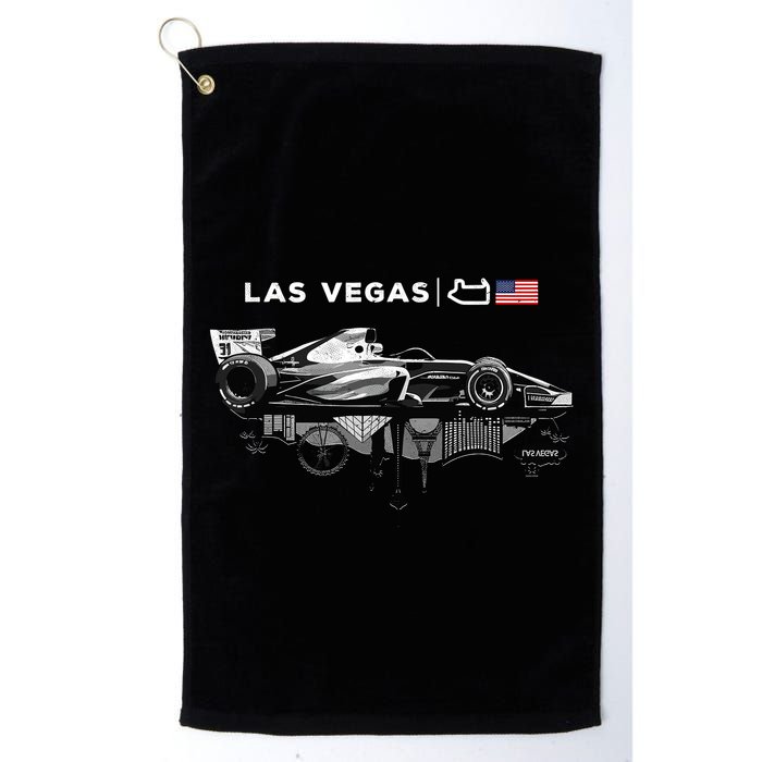 Formula Racing Open Wheel Car Las Vegas Circuit Usa Flag Golf Towel