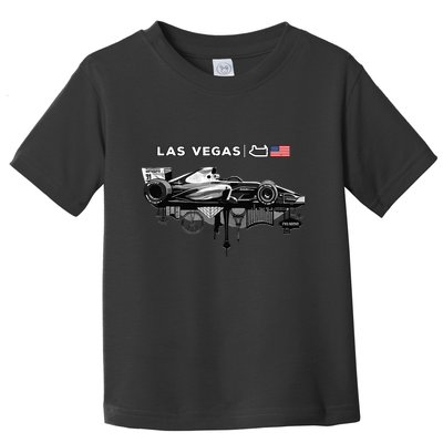 Formula Racing Open Wheel Car Las Vegas Circuit Usa Flag Toddler T-Shirt