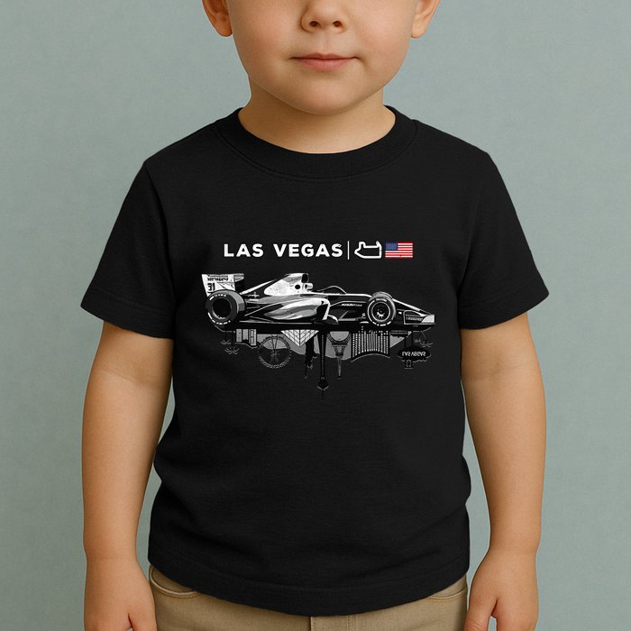 Formula Racing Open Wheel Car Las Vegas Circuit Usa Flag Toddler T-Shirt