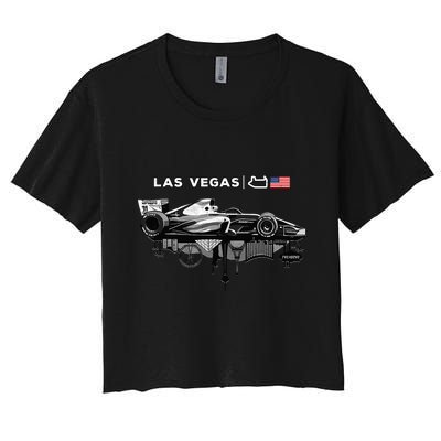 Formula Racing Open Wheel Car Las Vegas Circuit Usa Flag Crop Top